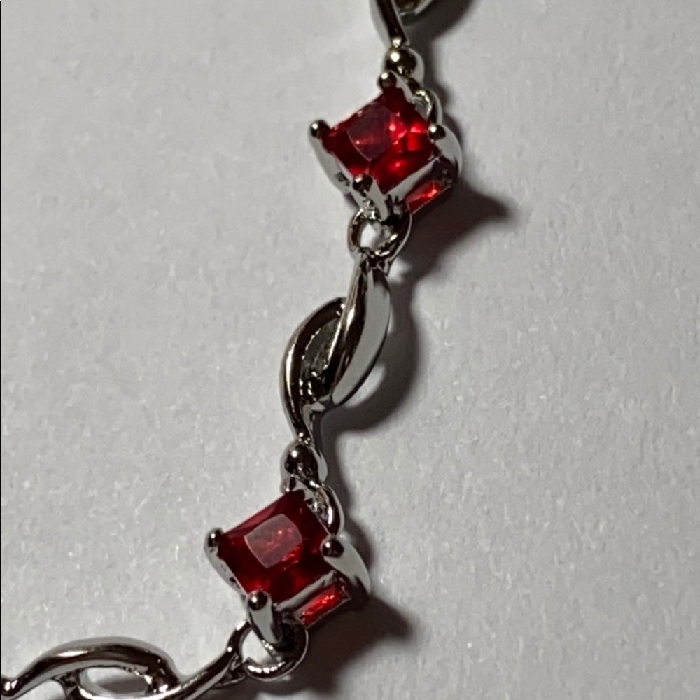 Simulated Ruby Bracelet White Gold Plated - image 3